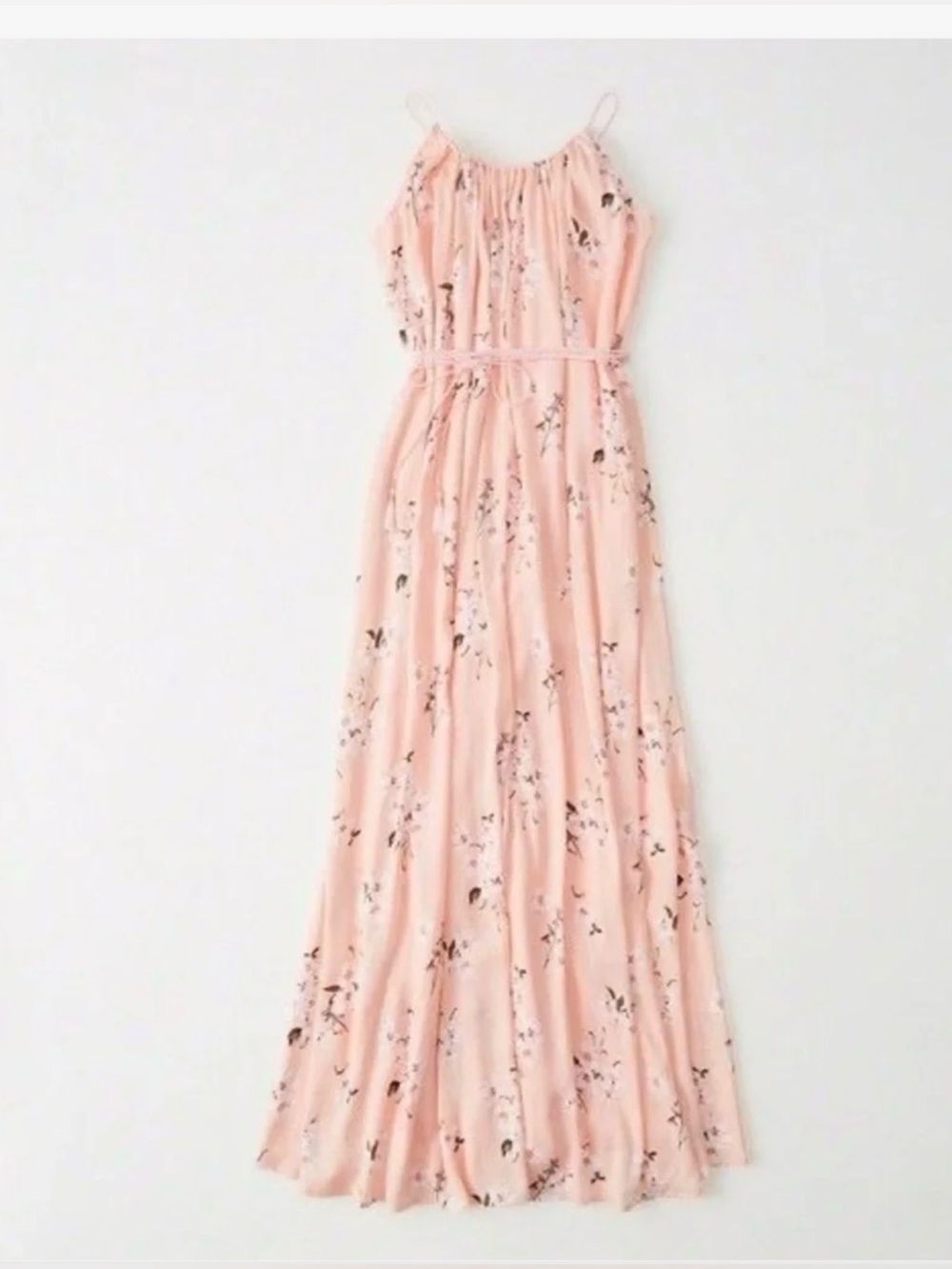 Abercrombie & Fitch Peach Floral Spaghetti-Strap Maxi Dress